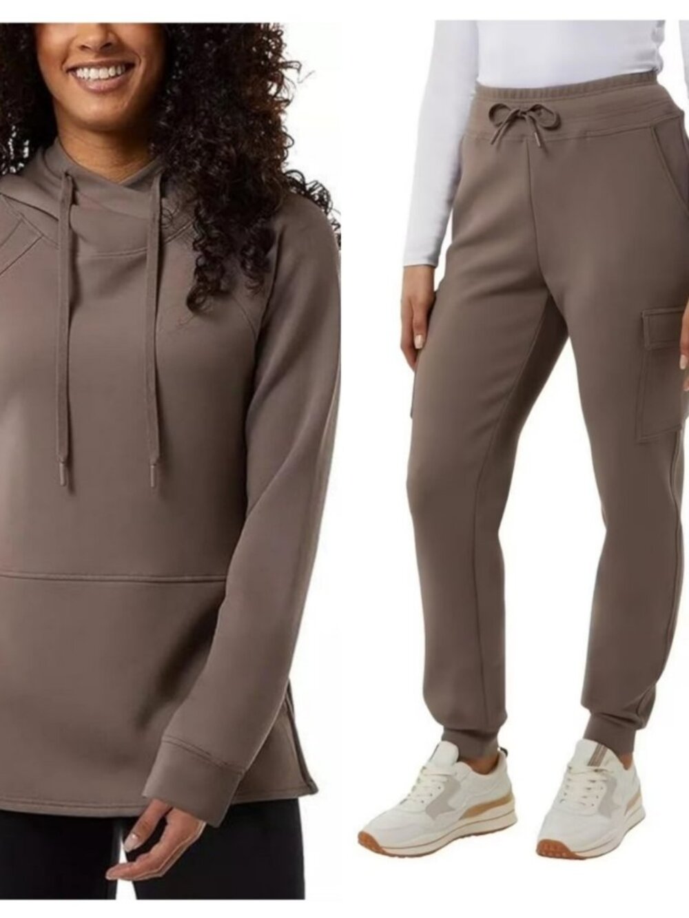 SET - 2 pcs 32 Degrees Heat Women's Hoodie and Cargo Jogger Set - Tech Tan